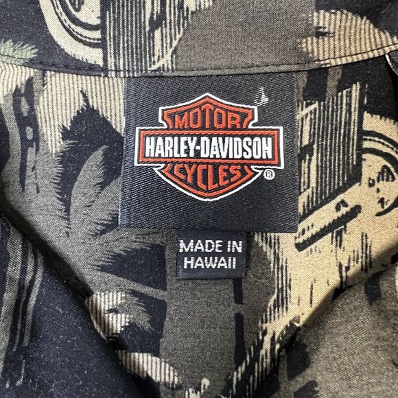 Vintage Harley Davidson Shirt Mens XL Hawaiian Aloha Motorcycle Tori Richard - Picture 5 of 11